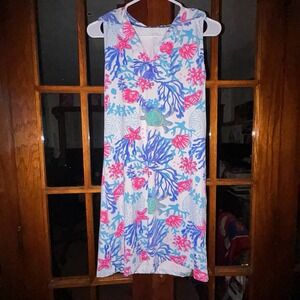 Banana Boat Womens S Sleeveless Dress UPF 50+ Ocean Turtle Print EUC